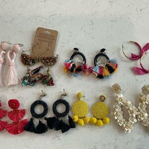 Multiples Colorful Tassel and Beaded Earrings Set